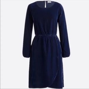J.Crew blue velvet dress with tulip hem